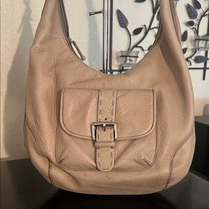 Calvin Klein Beige Leather Hobo Bag